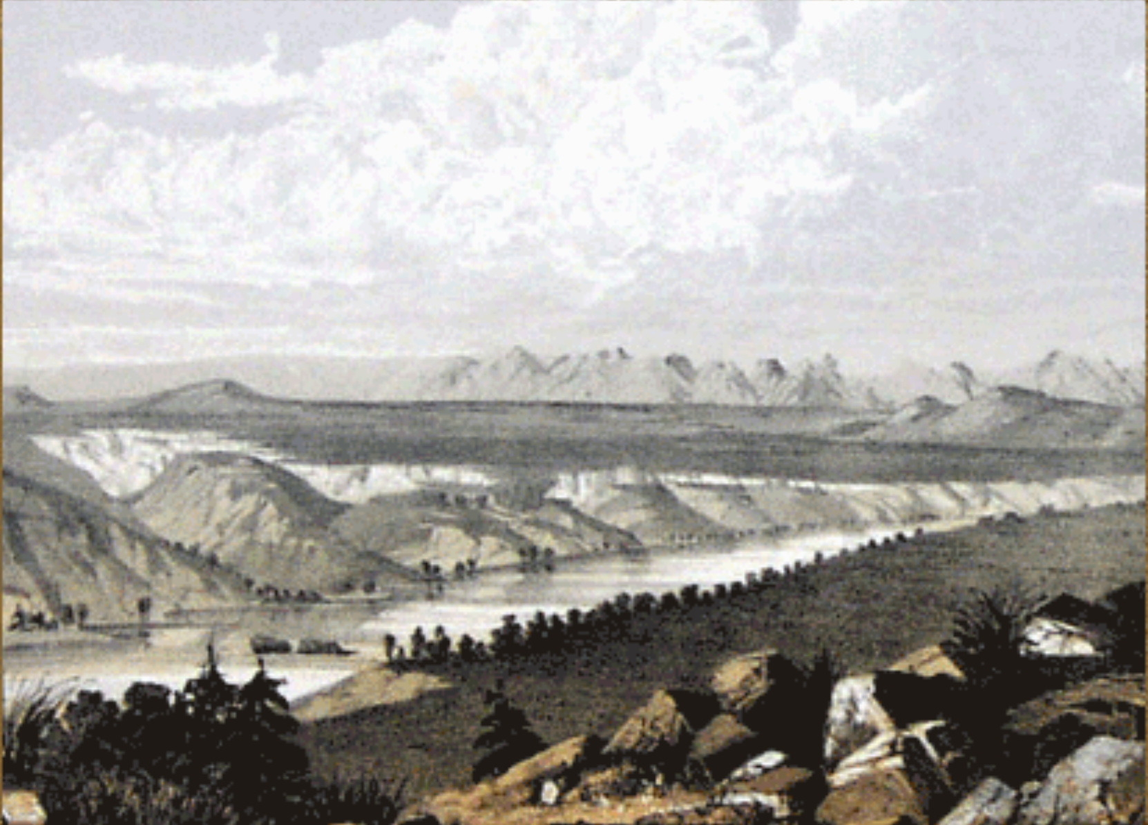 Historic panoramic river valley